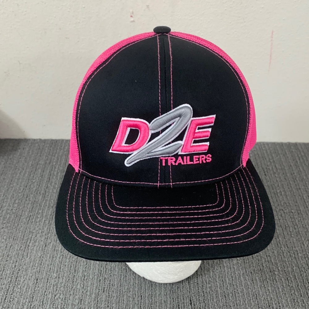 D2E Trucker Hat Black Hot Pink Mesh Back Snapback Pacific Pro Model 104C